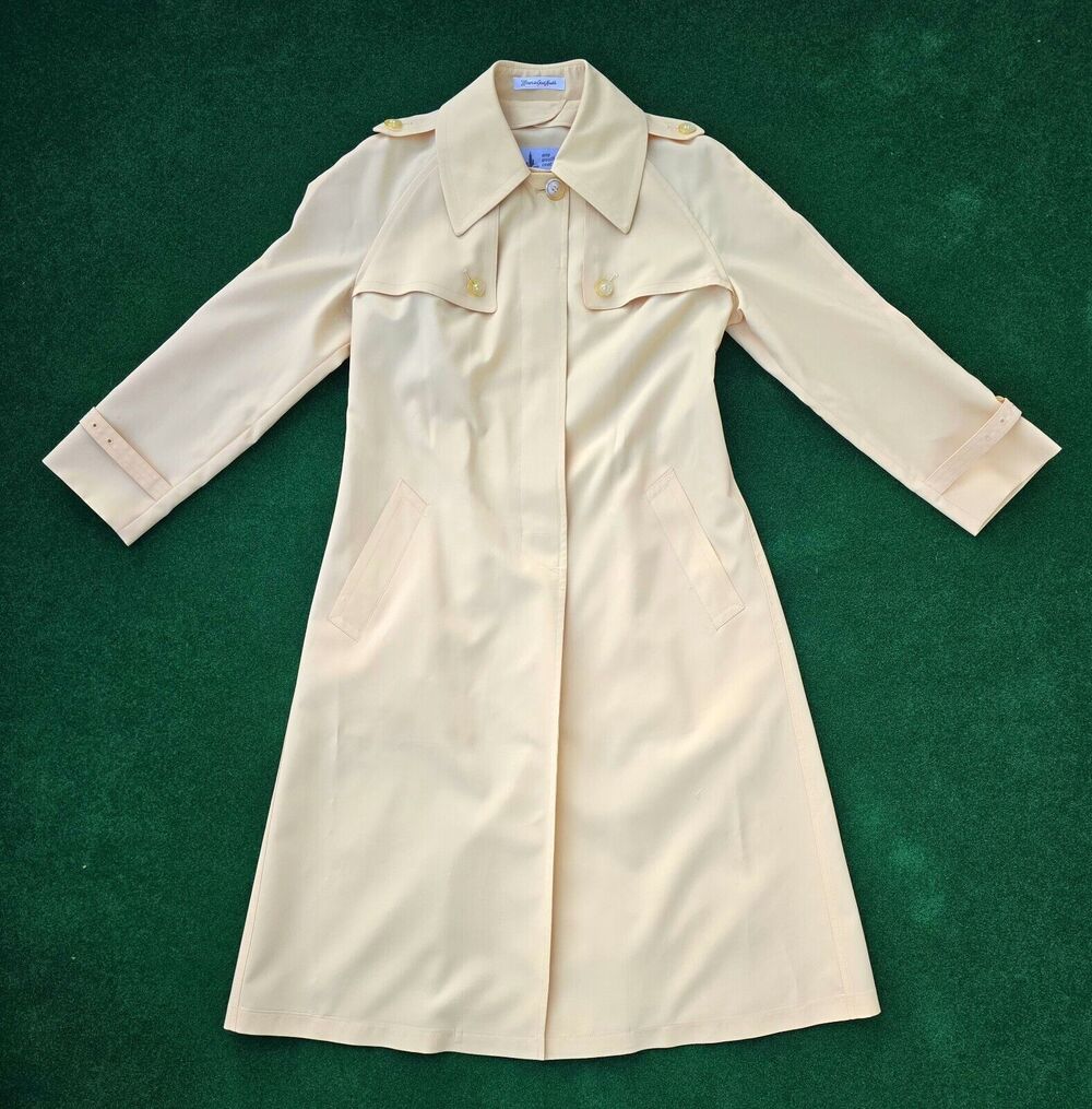 Vintage Misty Harbor Pale Yellow Any Weather Coat Women's 14 Made USA Polyester